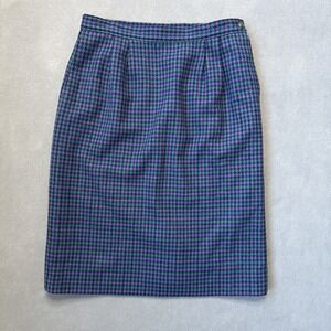Vintage Pendleton Skirt Womens 10 Petite Green‎ Purple Houndstooth Wool Lined